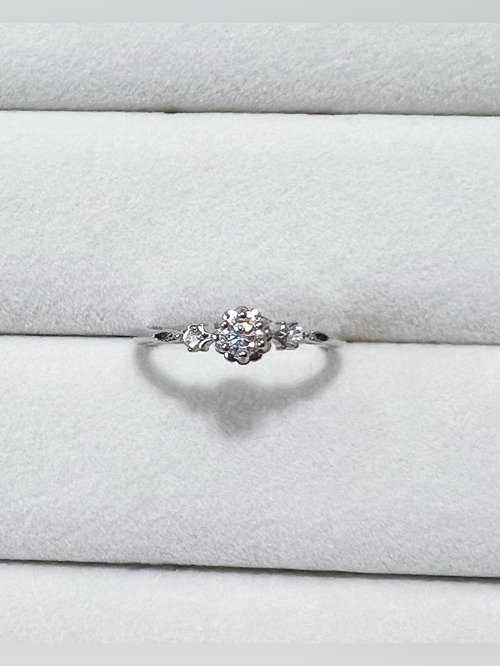 Dainty Moissanite silver Ring | Silver Plated Adjustable Open Ring | One Size